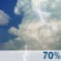 This Afternoon: Showers and thunderstorms. Partly sunny. High near 72, with temperatures falling to around 64 in the afternoon. South wind 10 to 15 mph. Chance of precipitation is 70%. New rainfall amounts between a quarter and half of an inch possible. This Afternoon: Showers And Thunderstorms