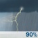 Tuesday: Rain showers before 9am, then showers and thunderstorms. Cloudy, with a high near 58. South wind 10 to 15 mph. Chance of precipitation is 90%. Tuesday: Showers And Thunderstorms